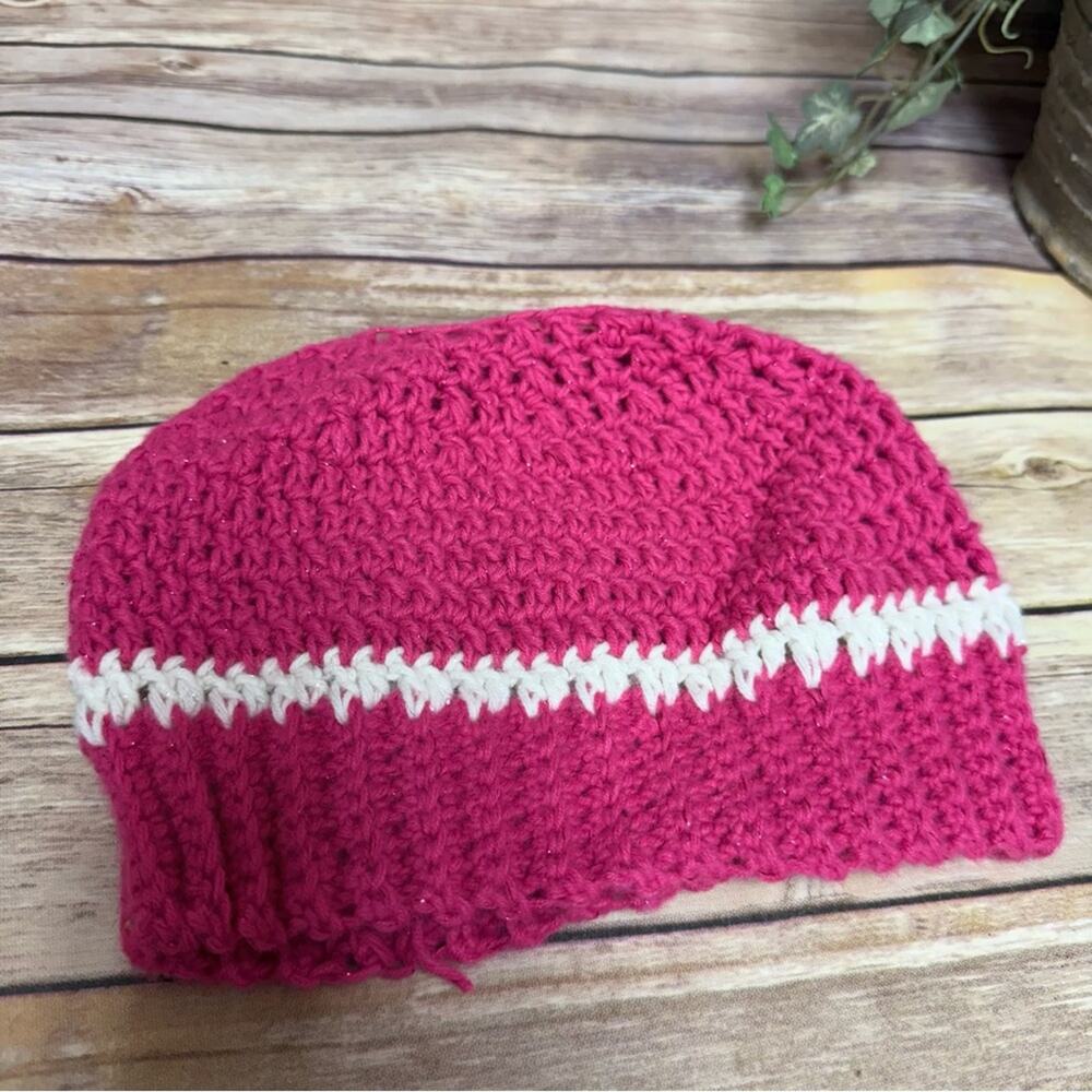 Elegant Pink and White Women's Messy Bun Beanie